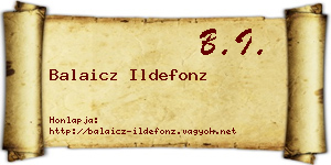 Balaicz Ildefonz névjegykártya